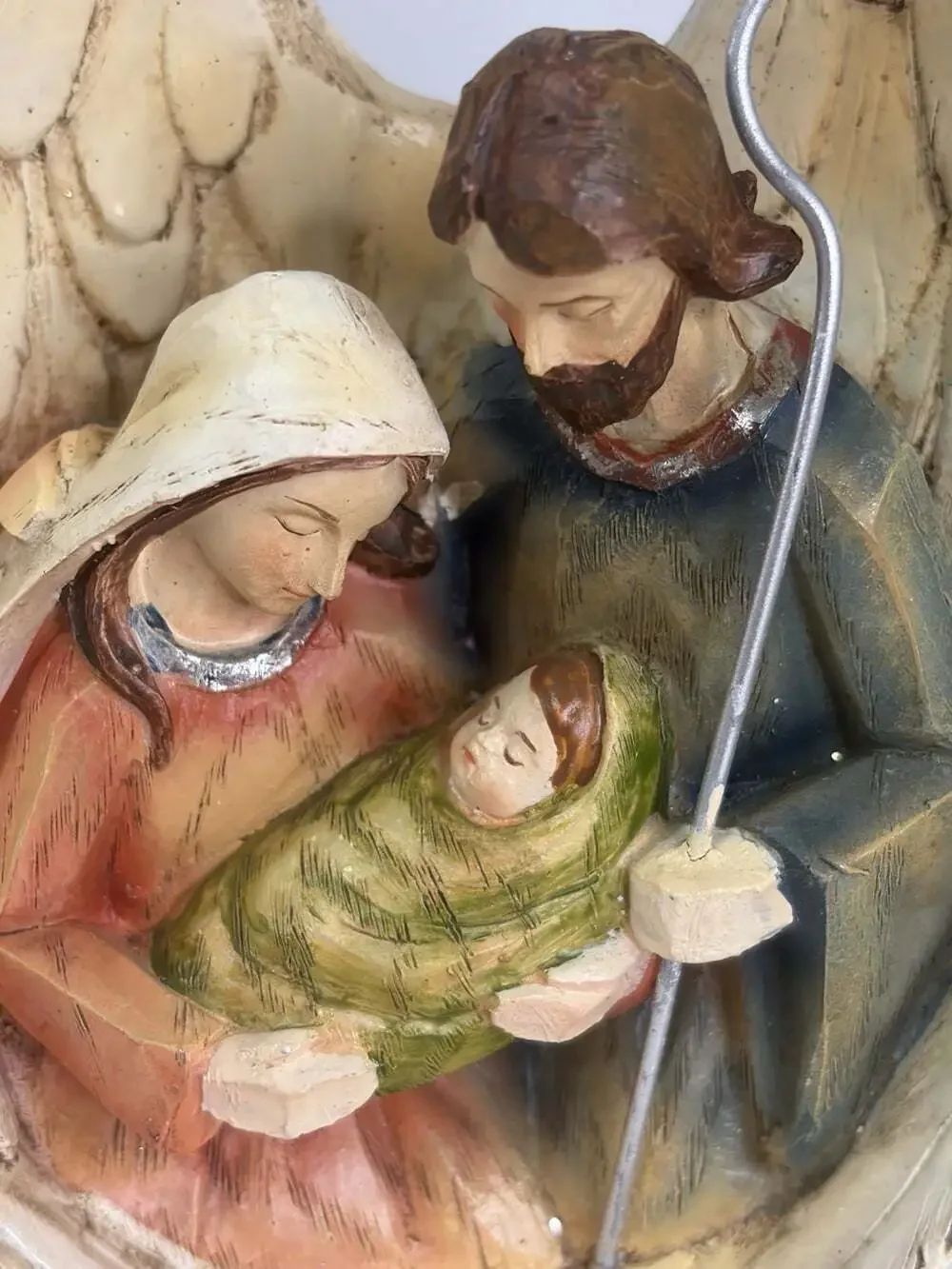 Angel Wings Holy Nativity Scene 6.25”x5”Resin, Christmas, Baby Jesus